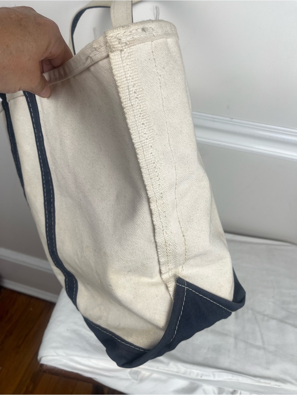 Vintage L.L. Bean Boat and Tote Canvas Bag Large Navy Blue Classic - Picture 7 of 12